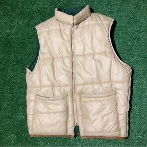 American Field Sportswear Vintage Reversible Puffer Vest L | Color: Green/Tan